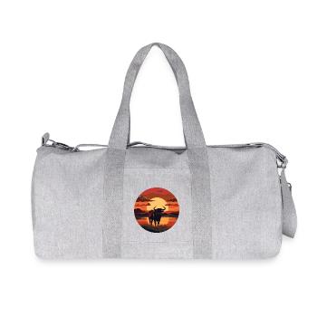 Cow, Ox, Bull in Sunset - Fascinating Animal - Recycled Canvas Sports Bag by Stanley/Stella - heather grey - Front