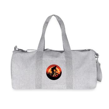 Mountain bike downhill at sunset – - Recycled Canvas Sports Bag by Stanley/Stella - heather grey - Front
