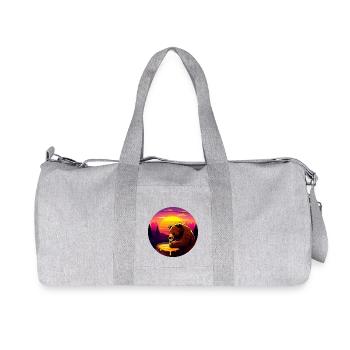 Conception de coucher de soleil avec ours brun et miel - Sac de sport en toile recyclée Stanley/Stella - gris chiné - Devant