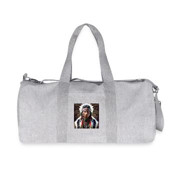 Native American Tribe Chieftain - Recycled Canvas Sports Bag by Stanley/Stella - heather grey - Front