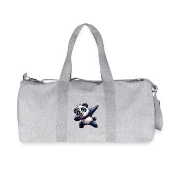 Cute Panda Makes Dab Cartoon - Recycled Canvas Sports Bag by Stanley/Stella - heather grey - Front