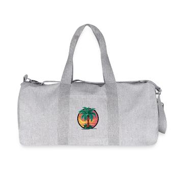 Tropical palm tree at sunset – holiday motif - Recycled Canvas Sports Bag by Stanley/Stella - heather grey - Front