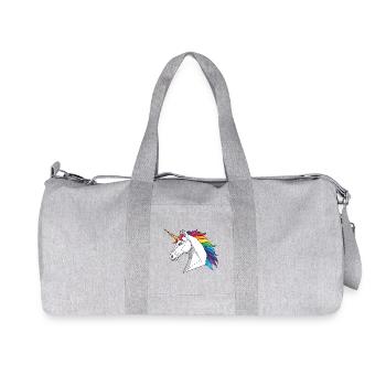 Geometric Unicorn with Rainbow - Recycled Canvas Sports Bag by Stanley/Stella - heather grey - Front