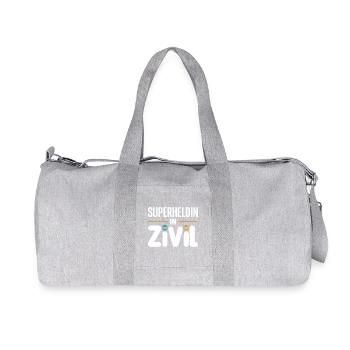 Superheroine In Civilian Superhero Superhero Costume - Recycled Canvas Sports Bag by Stanley/Stella - heather grey - Front
