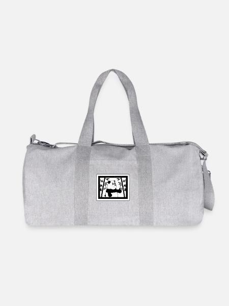 Cartoon-Panda Daumen hoch mit Bambus - Recycelte Canvas-Sporttasche von Stanley/Stella - Grau meliert