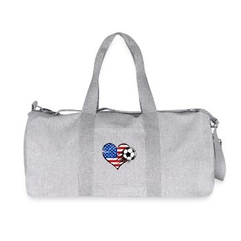 USA Heart Flag Soccer with Heart Used - Recycled Canvas Sports Bag by Stanley/Stella - heather grey - Front