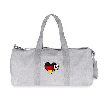 Germany Flag Football with Heart - Recycled Canvas Sports Bag by Stanley/Stella - heather grey - Front