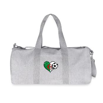 Algeria Flag Football with Heart - Recycled Canvas Sports Bag by Stanley/Stella - heather grey - Front