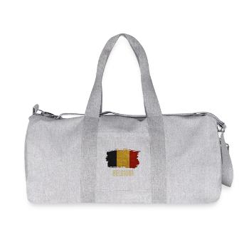 Grunge flag of Belgium, Belgian pride - Recycled Canvas Sports Bag by Stanley/Stella - heather grey - Front