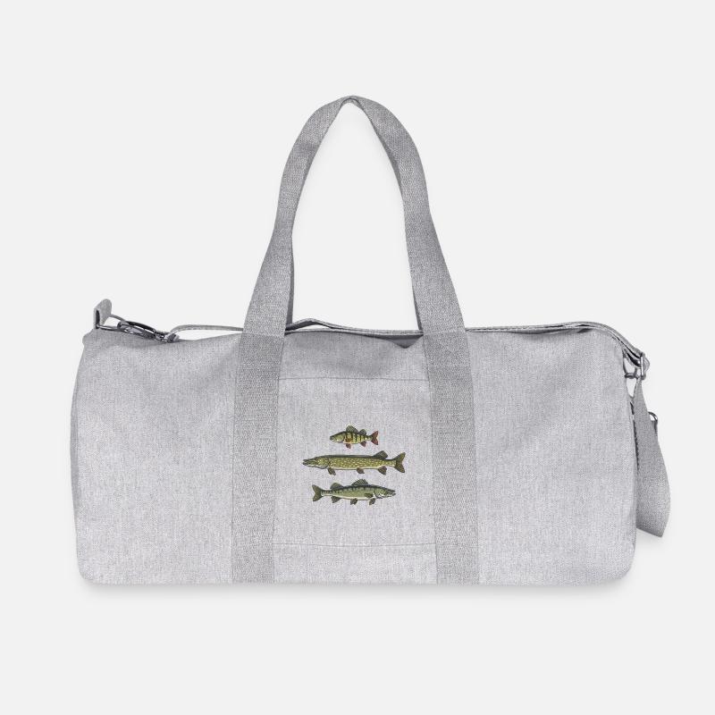 Barsch Hecht Zander Angeln Fischen - Recycelte Canvas-Sporttasche von Stanley/Stella - Grau meliert
