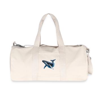 Baleine à bosse bondissante – Illustrations marines dynamiques - Sac de sport en toile recyclée Stanley/Stella - blanc naturel - Devant