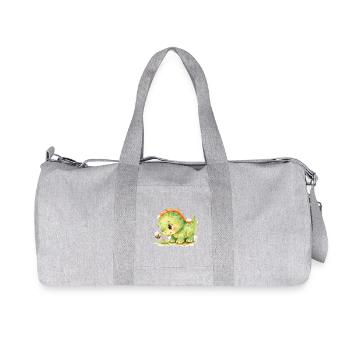 Watercolor dino watching little bee - Recycled Canvas Sports Bag by Stanley/Stella - heather grey - Front