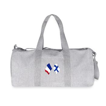 Deux drapeaux barrés du drapeau de la France Finlande - Sac de sport en toile recyclée Stanley/Stella - gris chiné - Devant