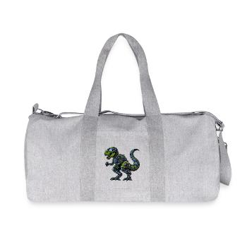 T-Rex Cyborg, Futuristic Dinosaur - Recycled Canvas Sports Bag by Stanley/Stella - heather grey - Front