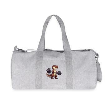 T-Rex mit Hantel Workout Design - Recycelte Canvas-Sporttasche von Stanley/Stella - Grau meliert - Vorne