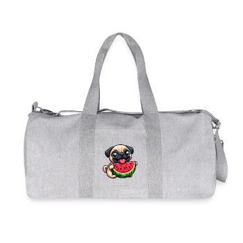 Süßer Mops Wassermelone Sommerfrucht Glücklich - Recycelte Canvas-Sporttasche von Stanley/Stella - Grau meliert - Vorne