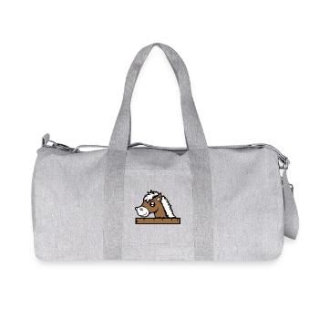 horse hidden behind fence wooden wall stable door - Recycled Canvas Sports Bag by Stanley/Stella - heather grey - Front