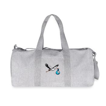 Flying stork with baby blue - Recycled Canvas Sports Bag by Stanley/Stella - heather grey - Front