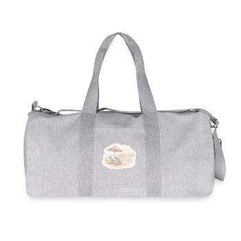Strandmorgen – Zwei Stühle am Meer - Recycelte Canvas-Sporttasche von Stanley/Stella - Grau meliert - Vorne
