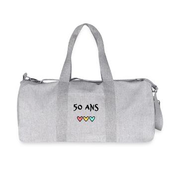 50 ANS. 50e ANNIVERSAIRE. ANNIVERSAIRE 50 ANS. 50 - Sac de sport en toile recyclée Stanley/Stella - gris chiné - Devant