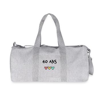 40 ANS. 40e ANNIVERSAIRE. ANNIVERSAIRE 40 ANS. 40 - Sac de sport en toile recyclée Stanley/Stella - gris chiné - Devant