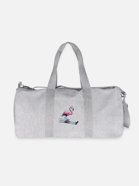 Skurriler Skifahrer-Flamingo auf der Piste - Stanley/Stella sportstaske i genanvendt kanvas - grå meleret