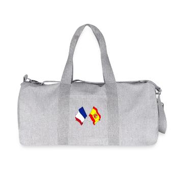 Zwei gekreuzte Flaggen Frankreichs und Spaniens Flagge - Recycelte Canvas-Sporttasche von Stanley/Stella - Grau meliert - Vorne
