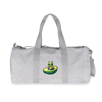 Alien mit Avocado UFO Vegan Design - Recycelte Canvas-Sporttasche von Stanley/Stella - Grau meliert - Vorne