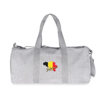 Map of Belgium, flag of Belgium - Recycled Canvas Sports Bag by Stanley/Stella - heather grey - Front
