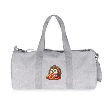 Cute hedgehog loves pizza pizza lovers funny - Recycled Canvas Sports Bag by Stanley/Stella - heather grey - Front