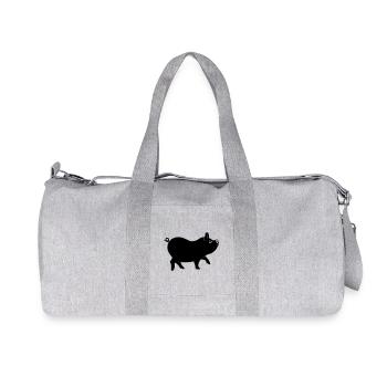 Pig shadow figure with curly tail - Recycled Canvas Sports Bag by Stanley/Stella - heather grey - Front