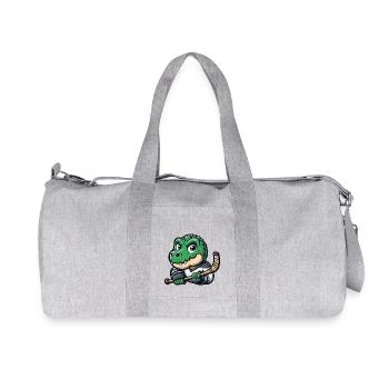 Dino T-Rex Hockey Player Dinosaur - Recycled Canvas Sports Bag by Stanley/Stella - heather grey - Front