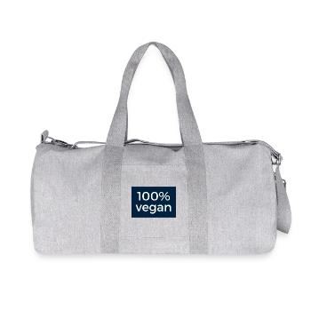 100% vegan - design in blue and white - Recycled Canvas Sports Bag by Stanley/Stella - heather grey - Front