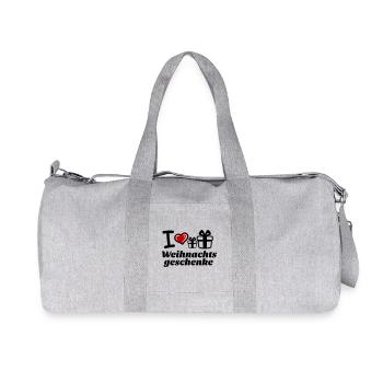 I Love Christmas Gifts - Recycled Canvas Sports Bag by Stanley/Stella - heather grey - Front