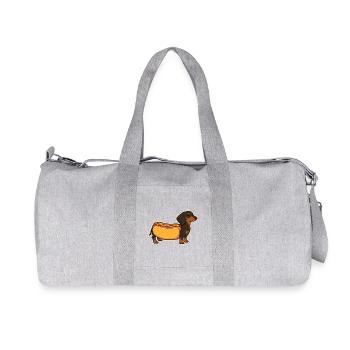 Cute Dachshund Hot Dog Bun Sticker - Recycled Canvas Sports Bag by Stanley/Stella - heather grey - Front
