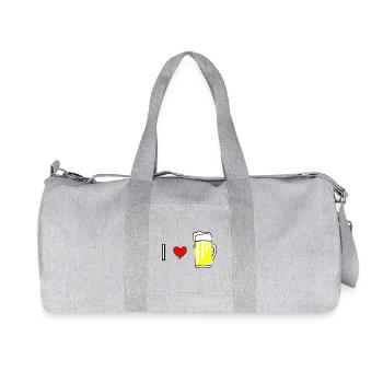 I love Bier - Recycelte Canvas-Sporttasche von Stanley/Stella - Grau meliert - Vorne