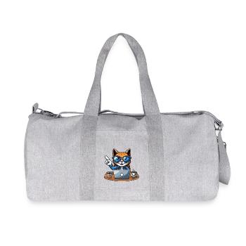 Cat and tomcat in the office - with coffee CEO - Recycled Canvas Sports Bag by Stanley/Stella - heather grey - Front