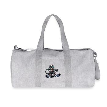 T-Rex Dino Snowboarder - Recycled Canvas Sports Bag by Stanley/Stella - heather grey - Front