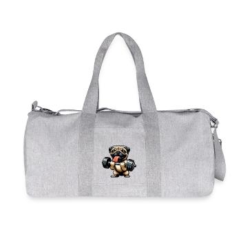 Mops-Workout: Hanteltraining mit Spaß - Recycelte Canvas-Sporttasche von Stanley/Stella - Grau meliert - Vorne