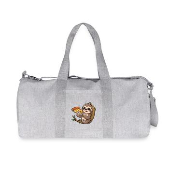 Paresseux sur branche avec Pizza Cartoon - Sac de sport en toile recyclée Stanley/Stella - gris chiné - Devant
