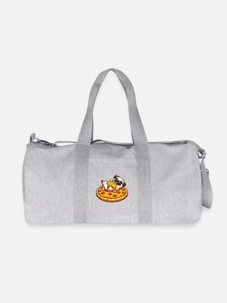 Hund Mops Pizza Pizzaliebhaber Käse - Recycelte Canvas-Sporttasche von Stanley/Stella - Grau meliert
