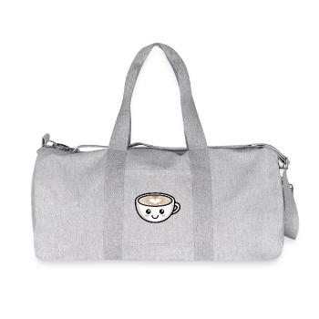 Adorable amateur de café au visage de latte en forme de cœur - Sac de sport en toile recyclée Stanley/Stella - gris chiné - Devant