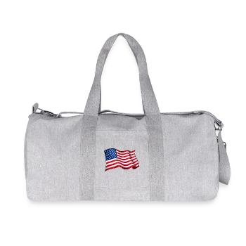USA Flag Wave Motif - Recycled Canvas Sports Bag by Stanley/Stella - heather grey - Front