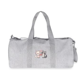 Cat Raccoon Duo Cuddle and Love - Recycled Canvas Sports Bag by Stanley/Stella - heather grey - Front