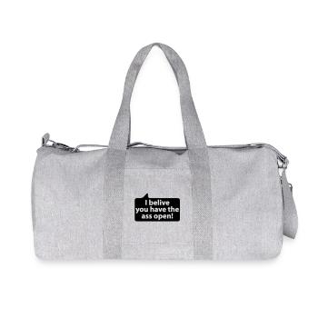 Ich glaube Du hast den Arsch offen - Recycelte Canvas-Sporttasche von Stanley/Stella - Grau meliert - Vorne