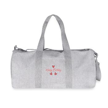 HEART. HAPPY BIRTHDAY. HAPPY BIRTHDAY - Recycled Canvas Sports Bag by Stanley/Stella - heather grey - Front