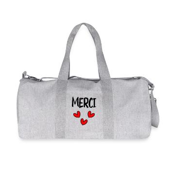 MERCI. THANKS. THANK YOU. ANNIVERSAIRE. NAISSANCE. - Sac de sport en toile recyclée Stanley/Stella - gris chiné - Devant