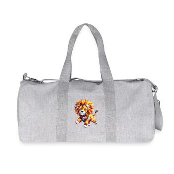 Geometric lion in a blaze of color - Recycled Canvas Sports Bag by Stanley/Stella - heather grey - Front