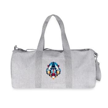Bunter,geometrischer Mandrill Affe-Polygonen Motiv - Recycelte Canvas-Sporttasche von Stanley/Stella - Grau meliert - Vorne