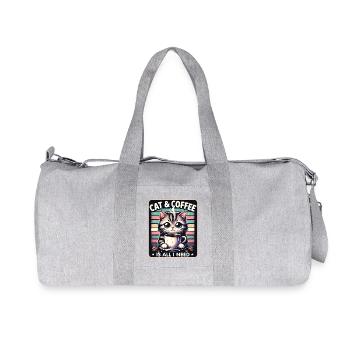 Katze und Kaffee ist alles was ich brauche - Recycelte Canvas-Sporttasche von Stanley/Stella - Grau meliert - Vorne